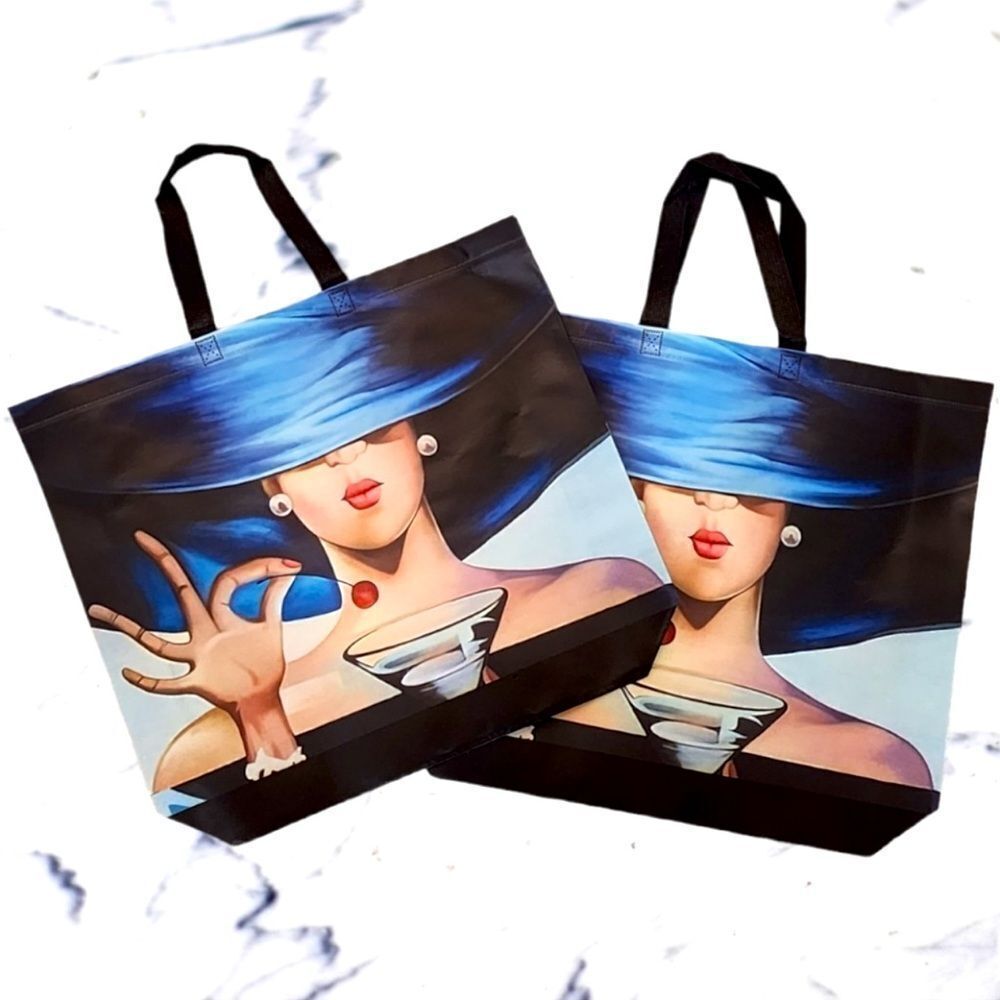 Set of 2 Reusable Tote Model with Martini Bags